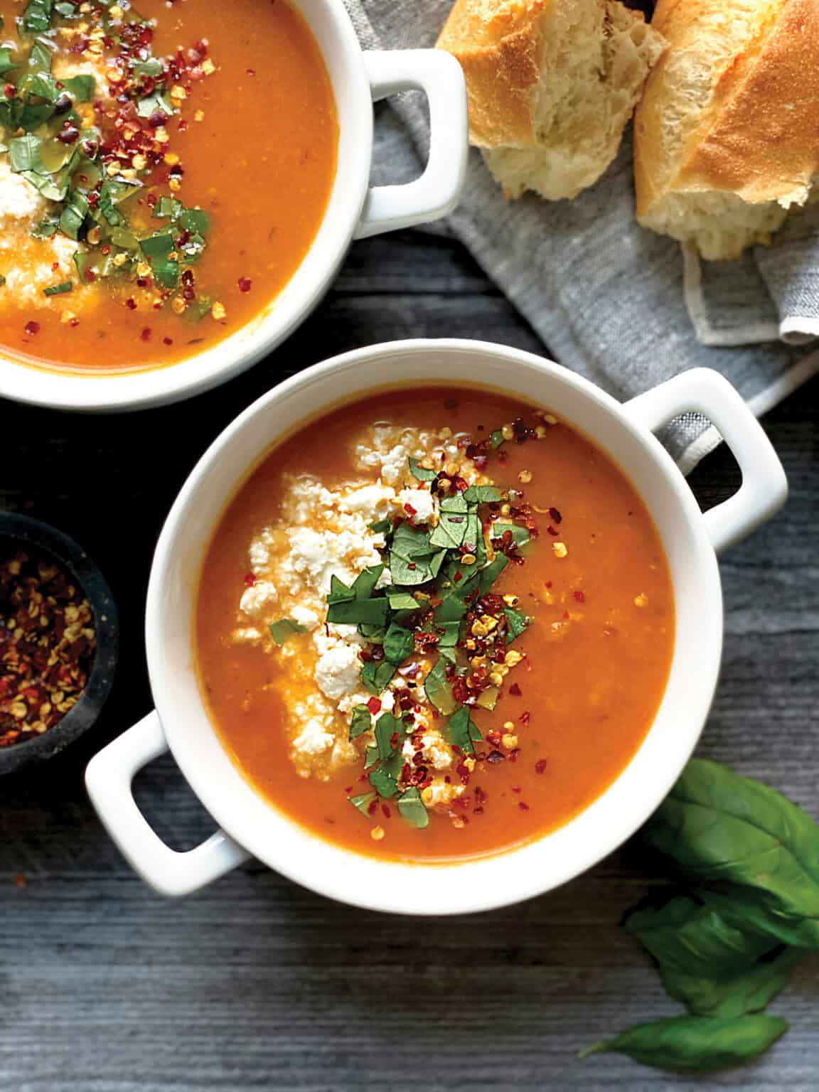 Greek Tomato Soup With Feta and Basil The Greek Foodie