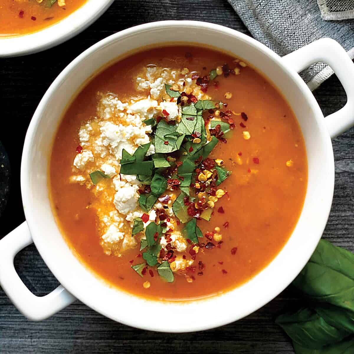 Greek Tomato Soup With Feta and Basil