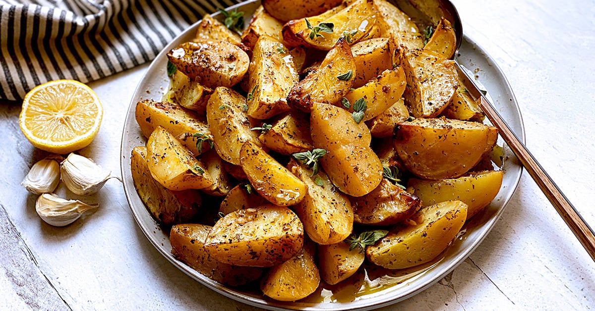 Greek Lemon Potatoes with Garlic & Oregano The Greek Foodie