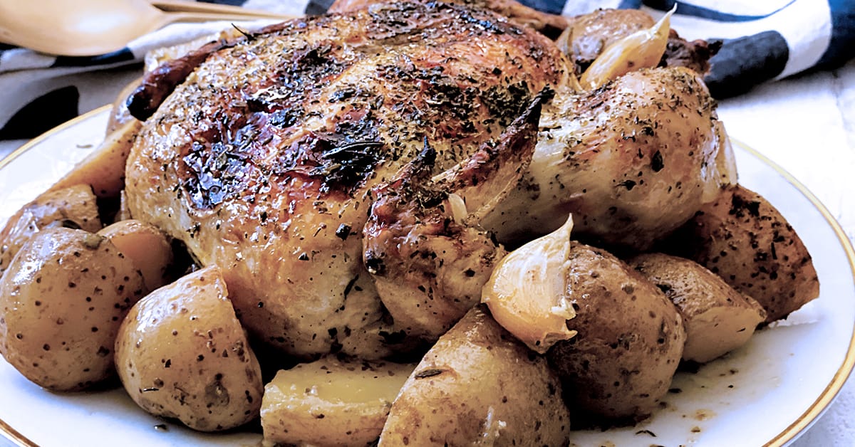 Greek Dutch Oven Roast Chicken The Greek Foodie
