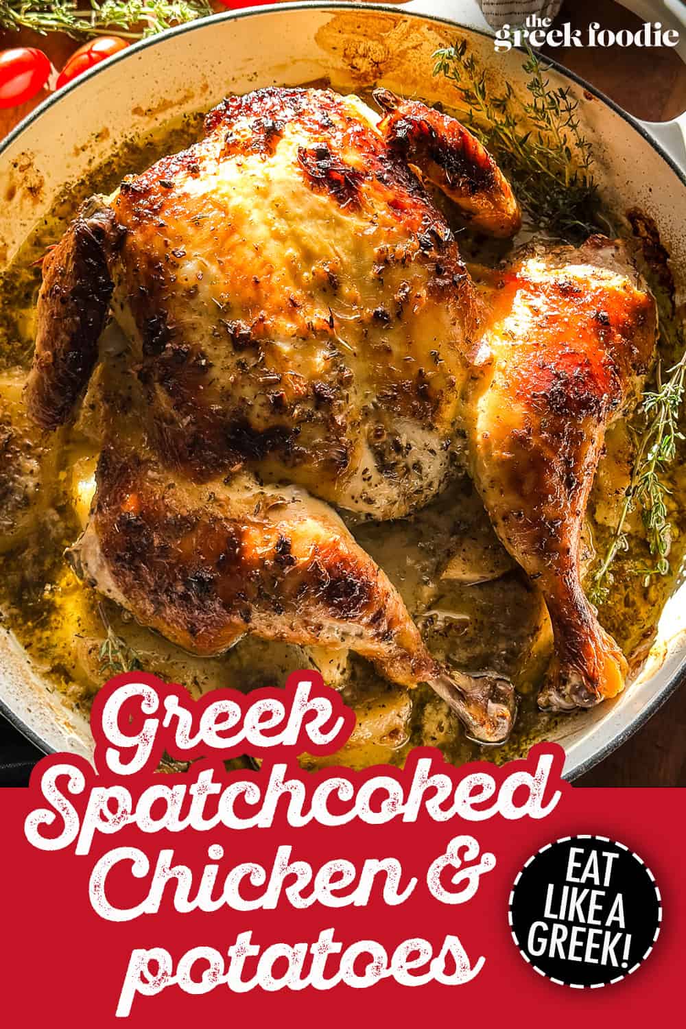 Greek Spatchcock Chicken with Lemon & Garlic
