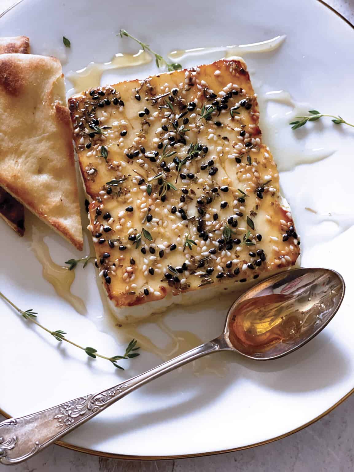 Roasted Feta Cheese With Honey And Thyme The Greek Foodie 