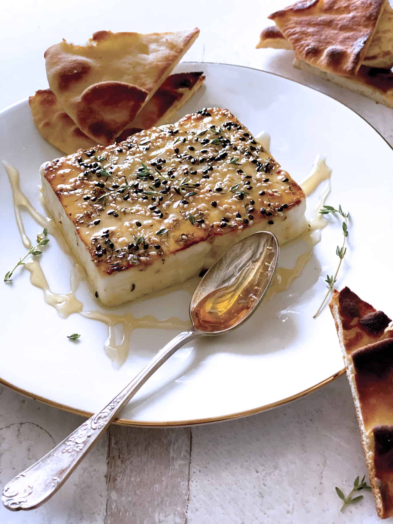 Roasted Feta Cheese With Honey and Thyme - The Greek Foodie