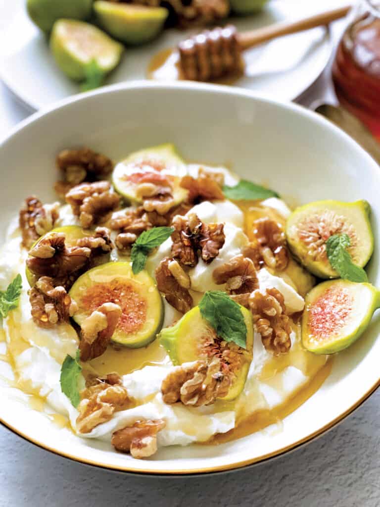 Greek Yogurt With Honey, Figs, Walnuts, And Mint The Greek Foodie