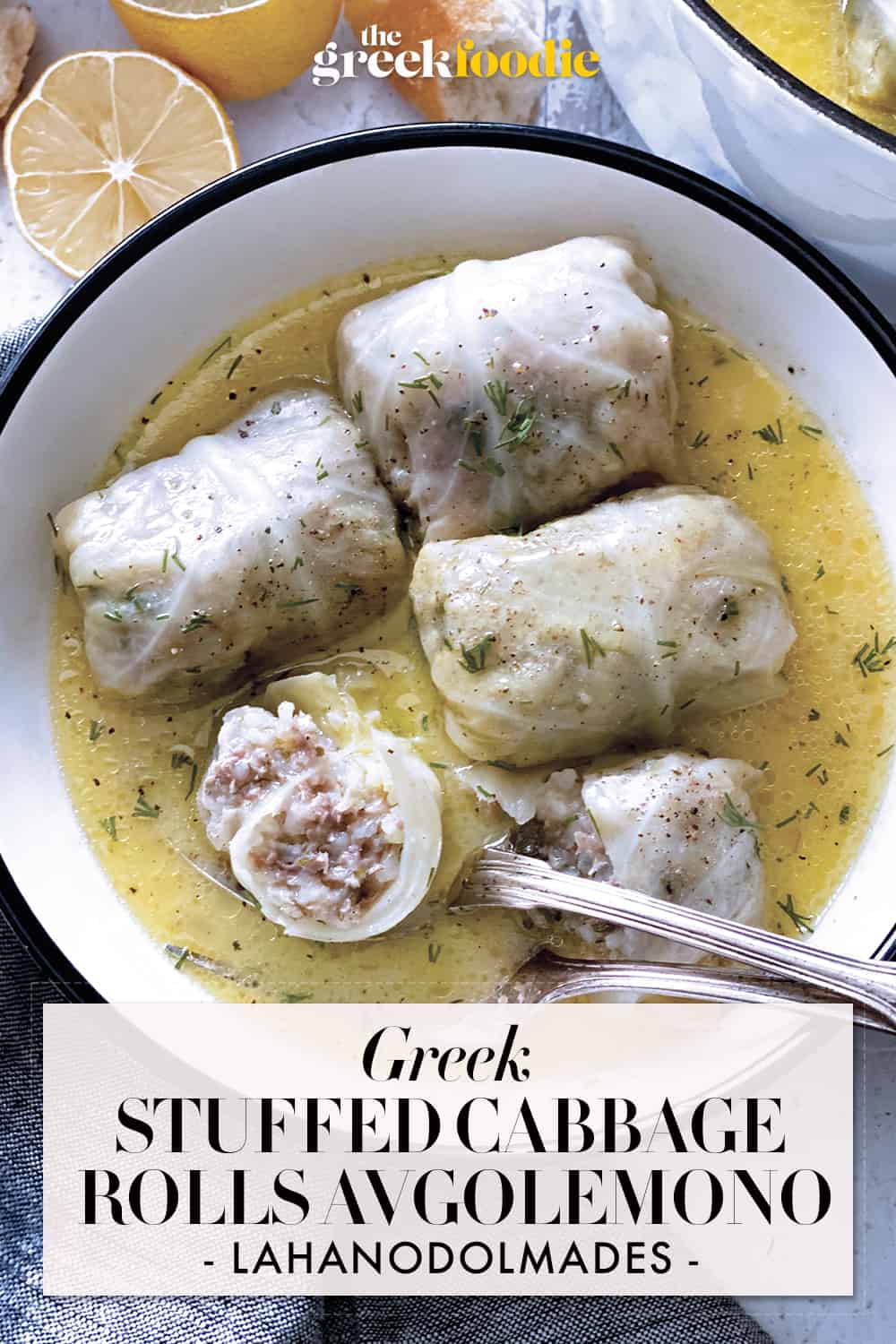 Greek Stuffed Cabbage Rolls - Lahanodolmades Avgolemono