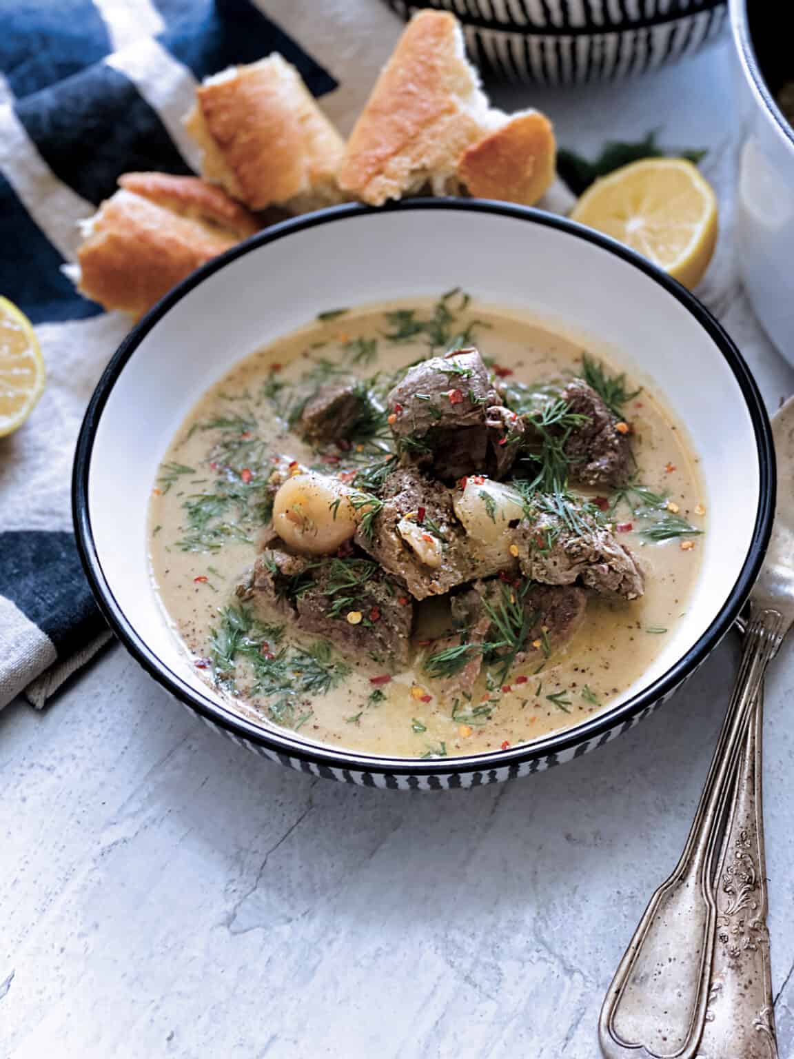 Greek Lamb Stew Avgolemono - The Greek Foodie