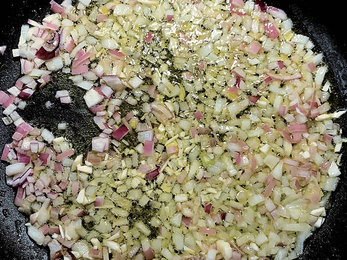 Diced onion in olive oil.