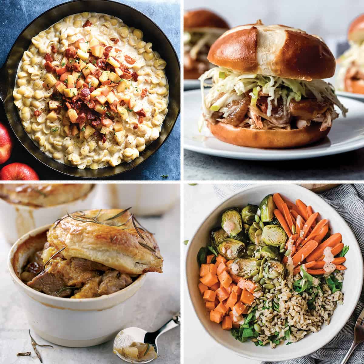 4 images of fall dinners.