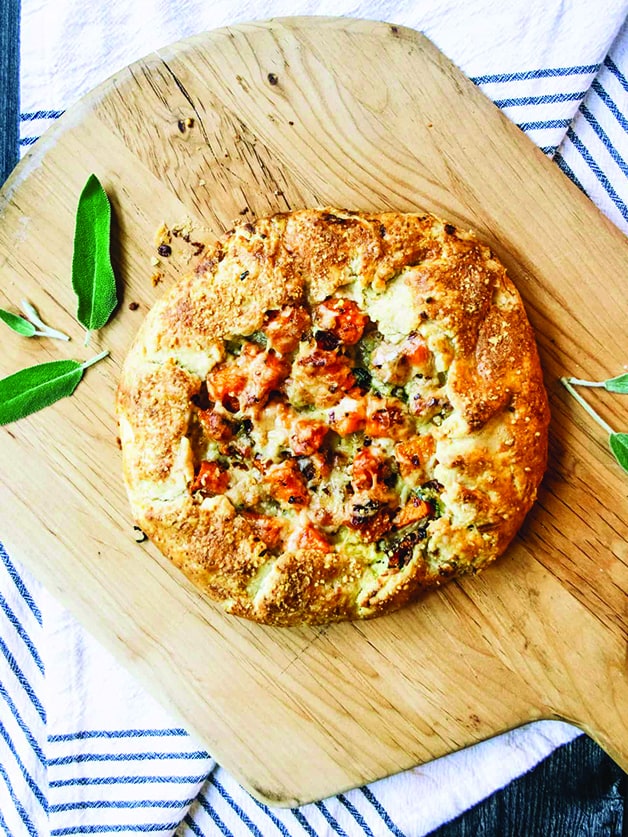 A free-form pie with butternut squash and sage ricotta.