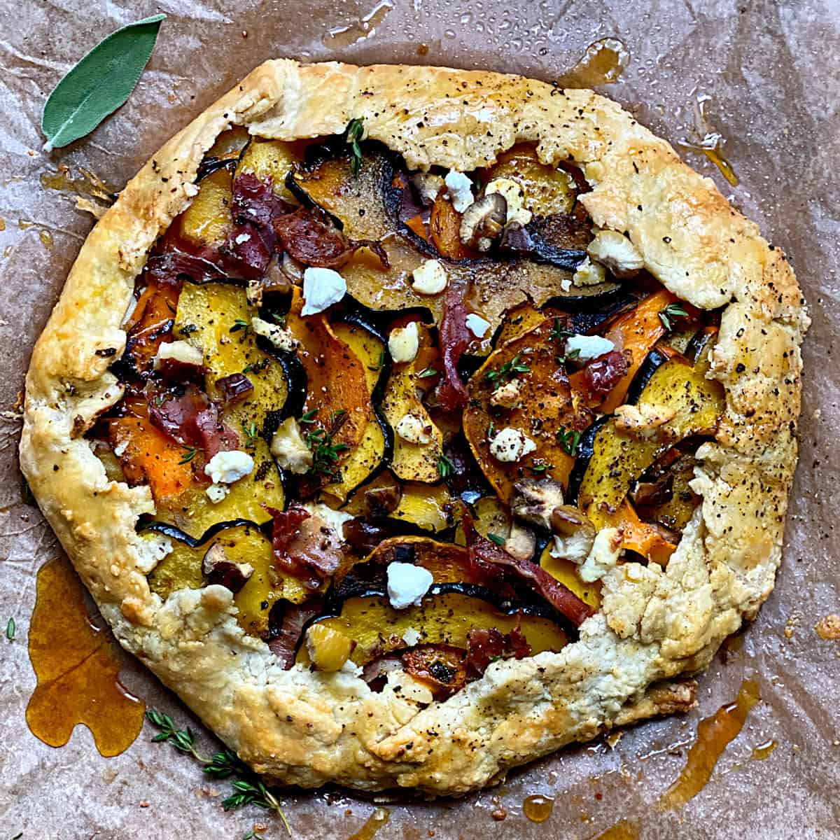 Squash Galette With Goat Cheese & Prosciutto