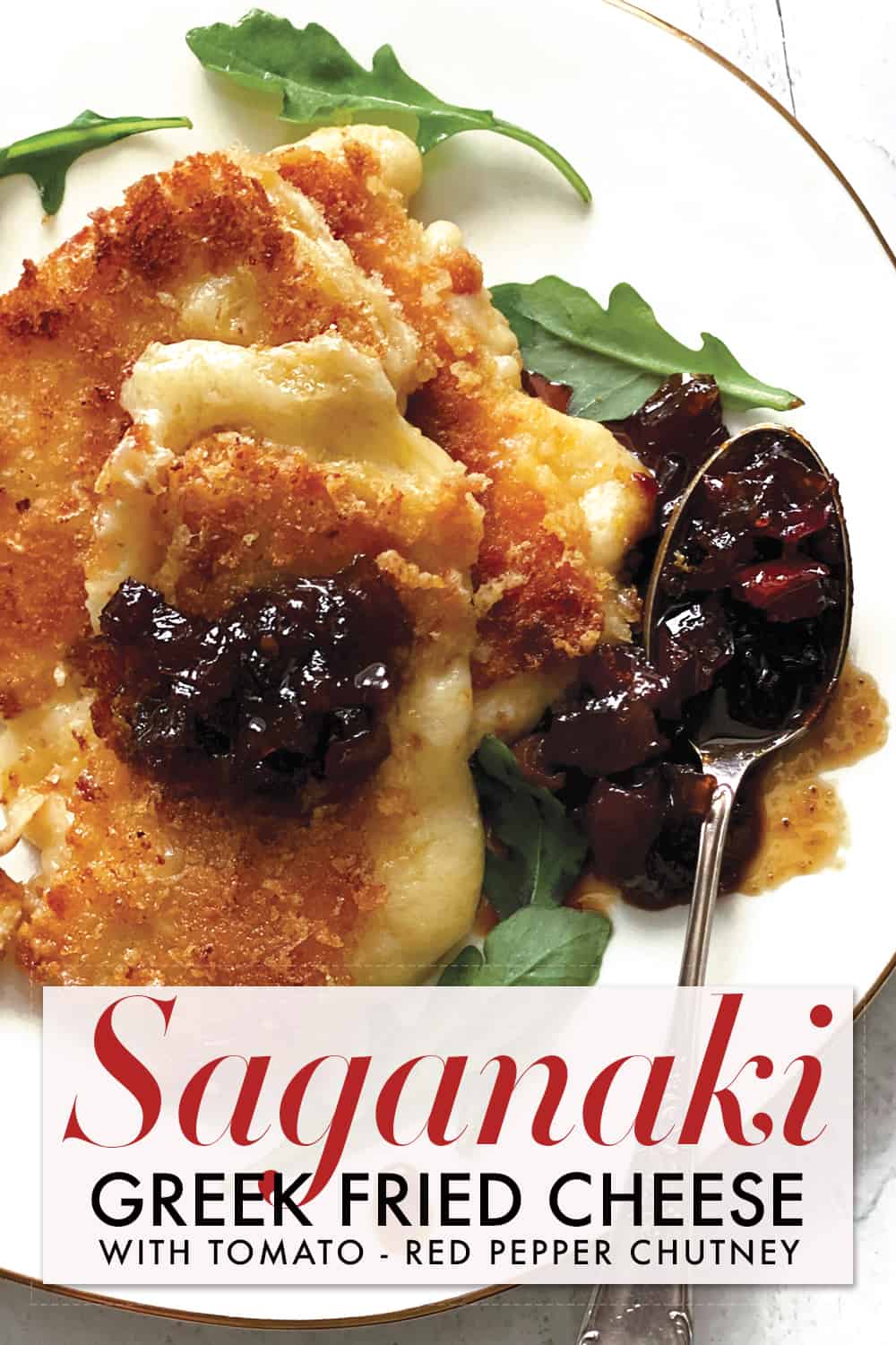 Saganaki-Greek Fried Cheese With Tomato-Pepper Chutney