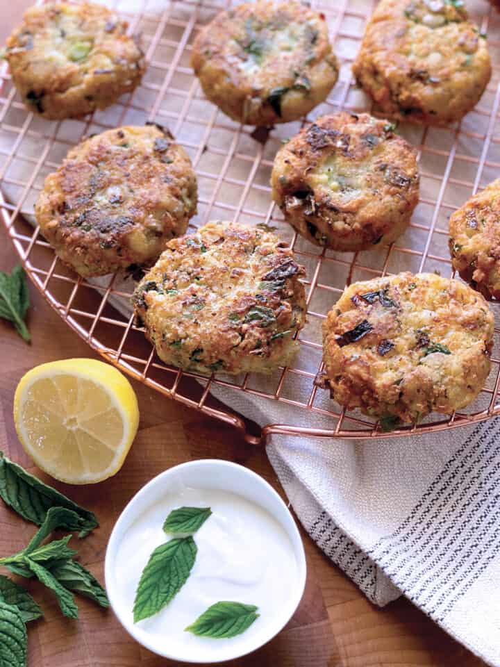 Chickpea Fritters & Tahini Lemon Yogurt Sauce The Greek Foodie