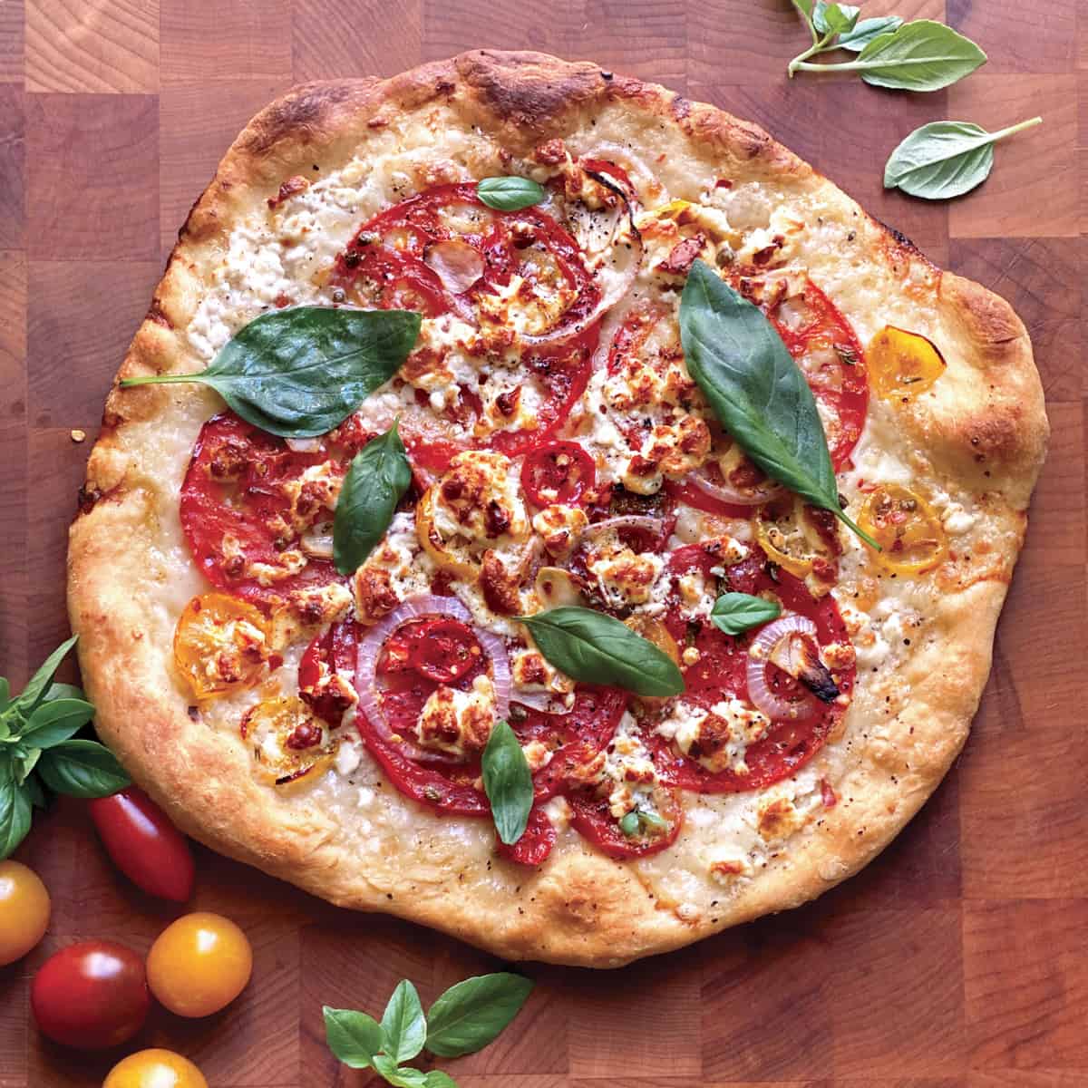 Feta Pizza With Tomato and Basil