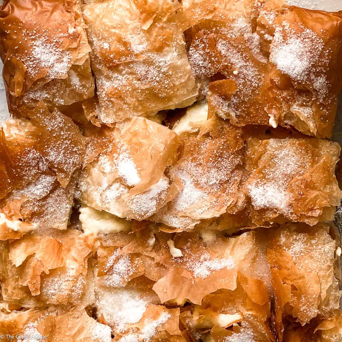 Bougatsa Chania recipe – crispy cheese phyllo pastry from Crete with sugar