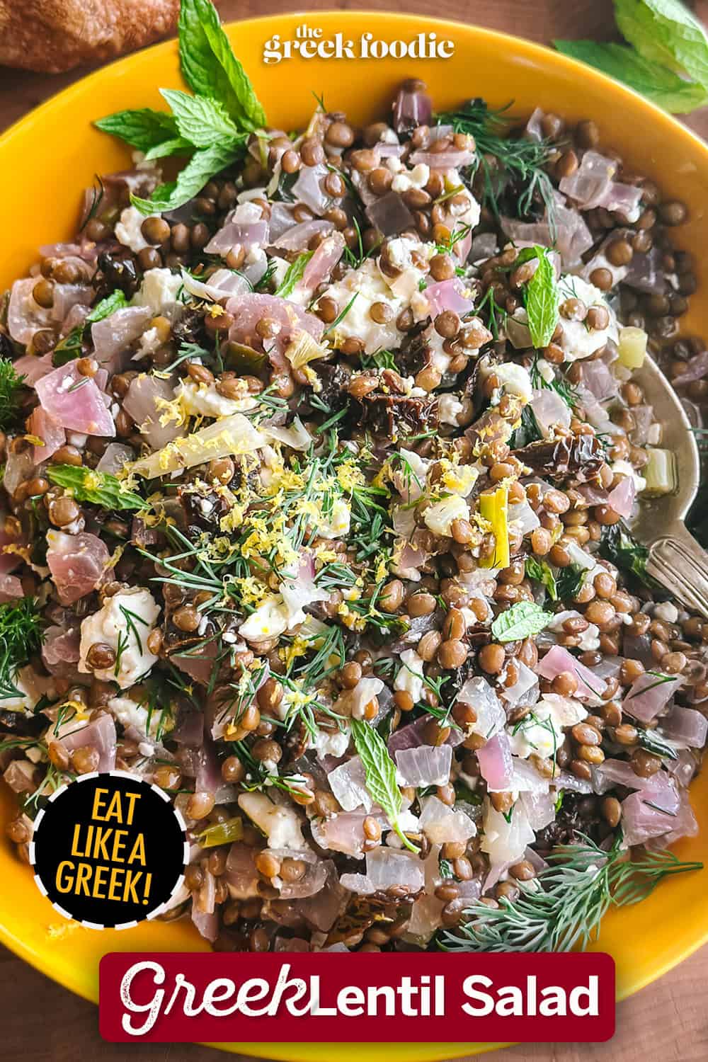 Greek Lentil Salad with Sun-Dried Tomatoes & Feta