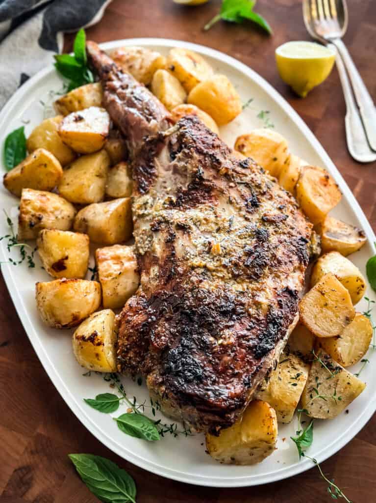 Greek Roasted Leg of Lamb With Garlic and Rosemary - The Greek Foodie