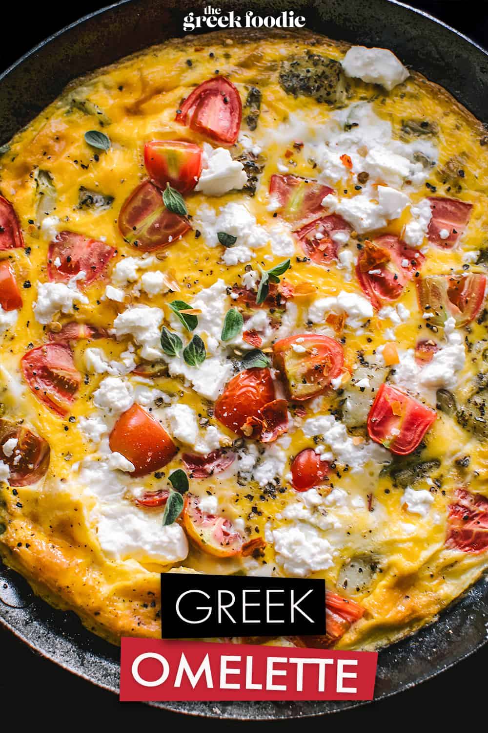 Greek Omelette with Tomato, Potatoes, and Feta