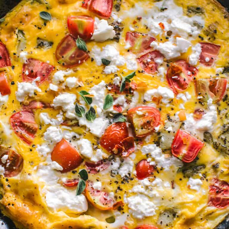 Greek Omelette with Tomato, Potatoes, and Feta
