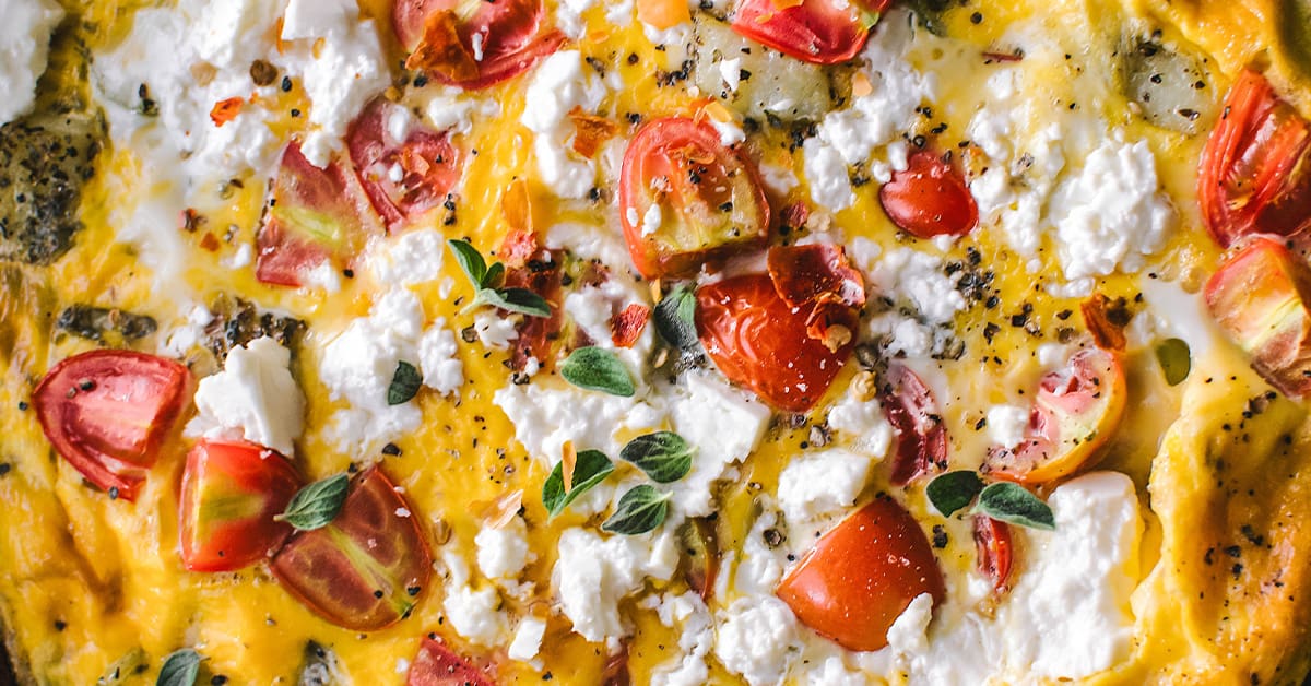 Greek Omelette with Tomato, Potatoes, and Feta