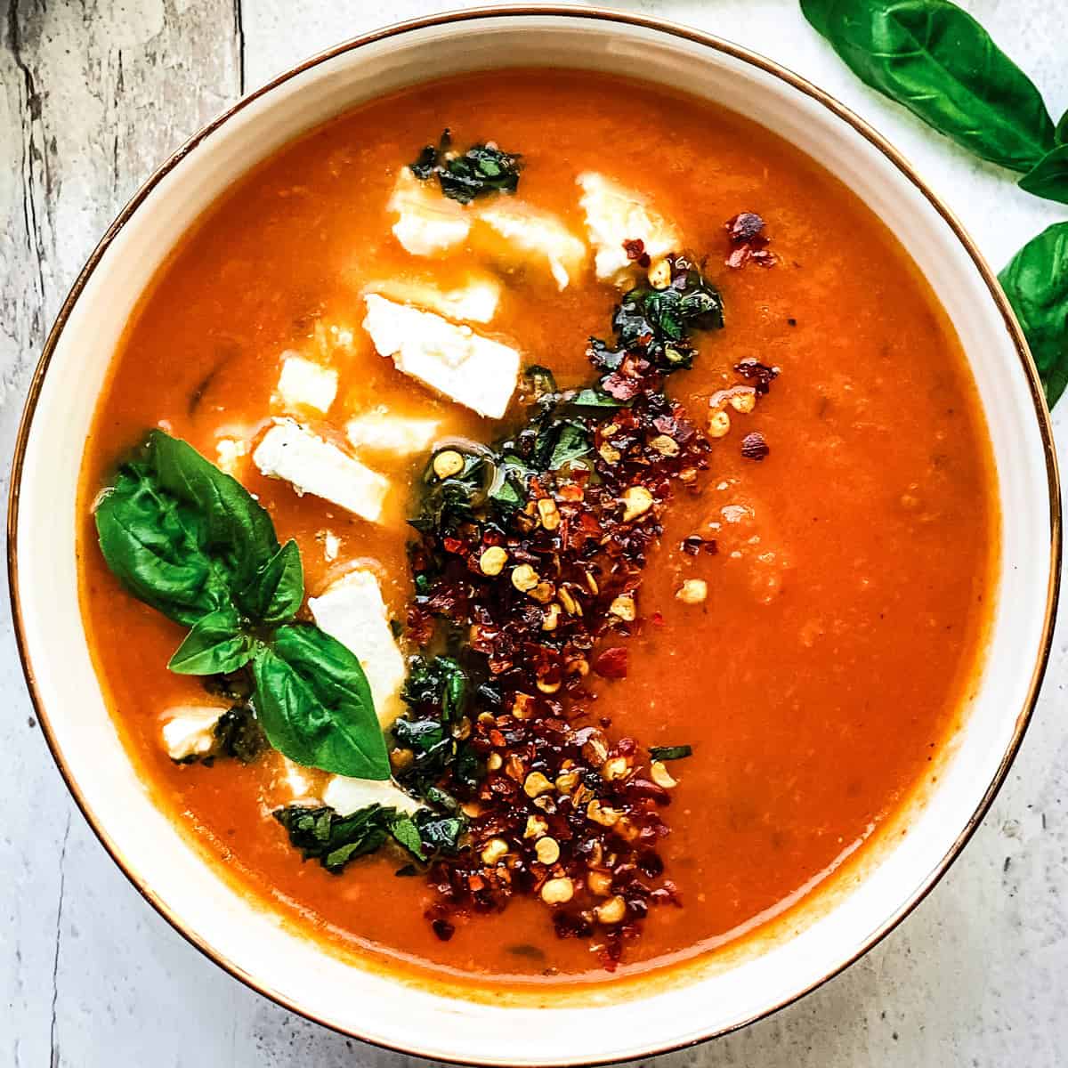 Greek Tomato Soup With Feta and Basil