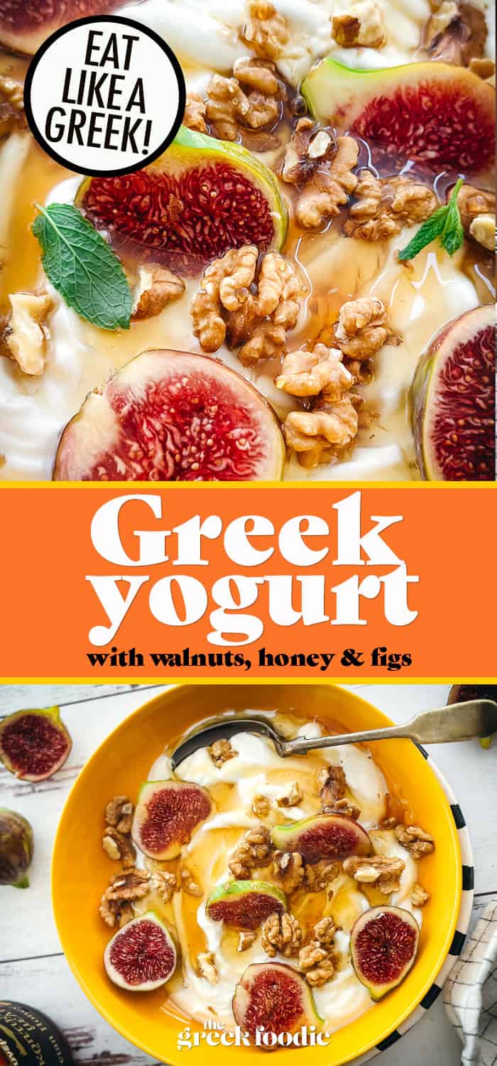 Greek Yogurt With Honey, Figs, Walnuts, And Mint