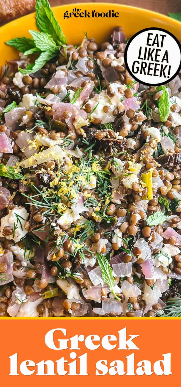 Greek Lentil Salad with Sun-Dried Tomatoes & Feta
