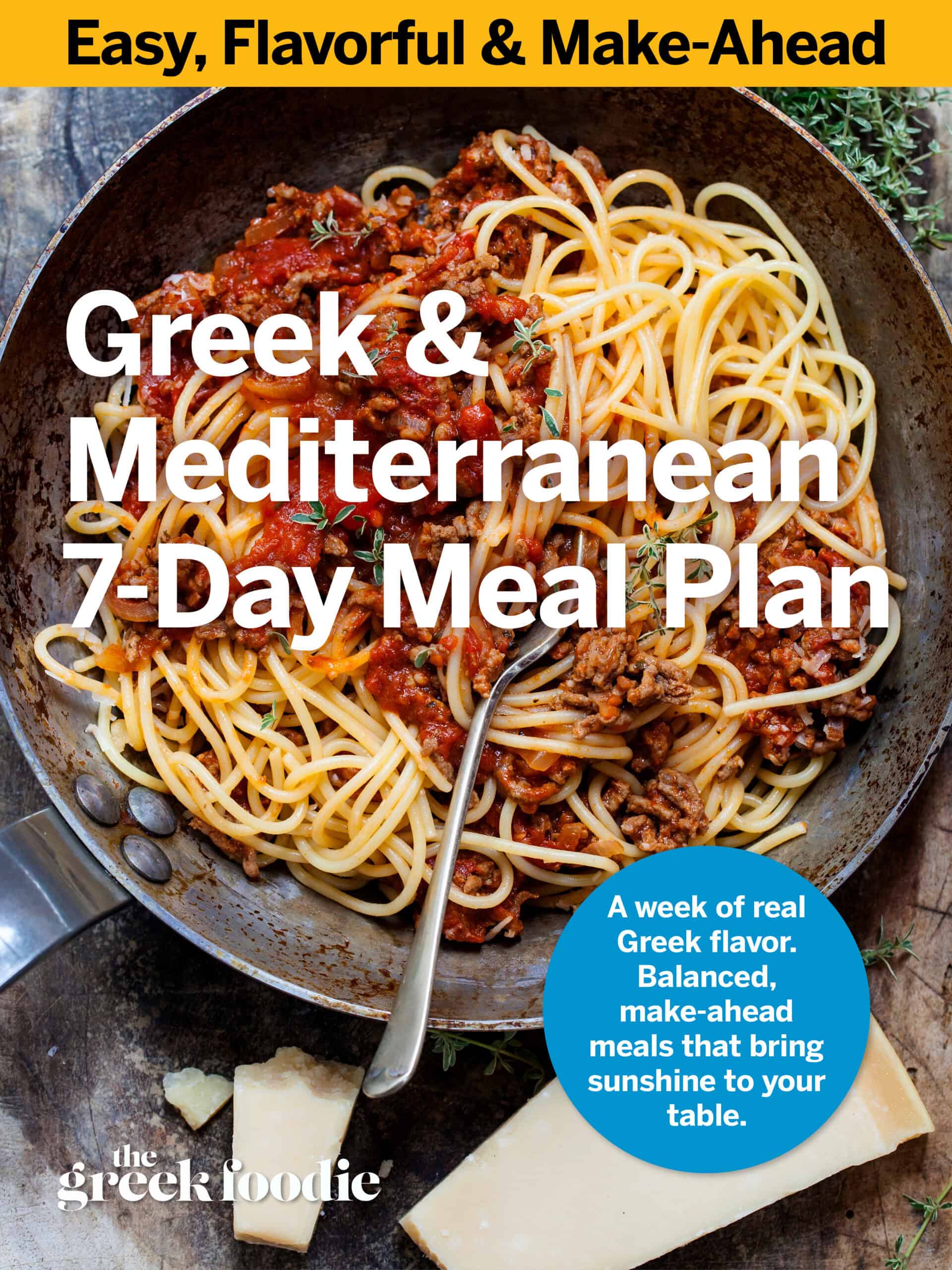 Cover of the Greek and Mediterannean meal plan from the Greek foodie.
