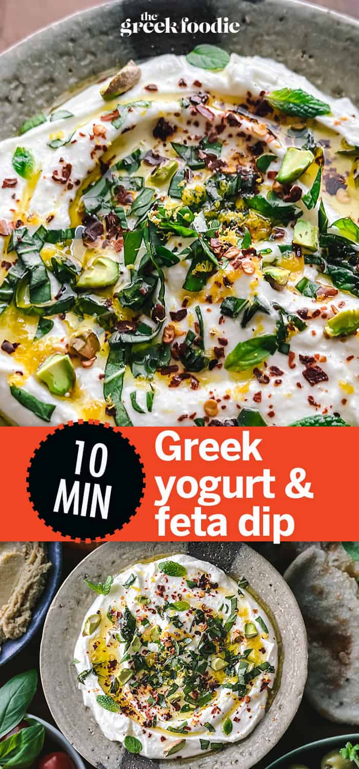 Greek Yogurt Feta Dip with Lemon, Chili & Pistachio