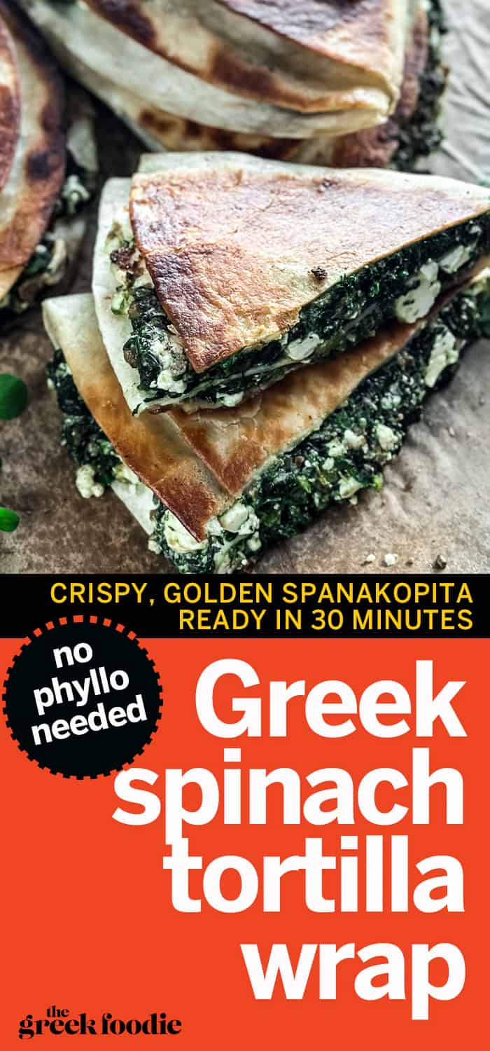 Spinach Feta Tortilla Wrap (Spanakopita-Style)