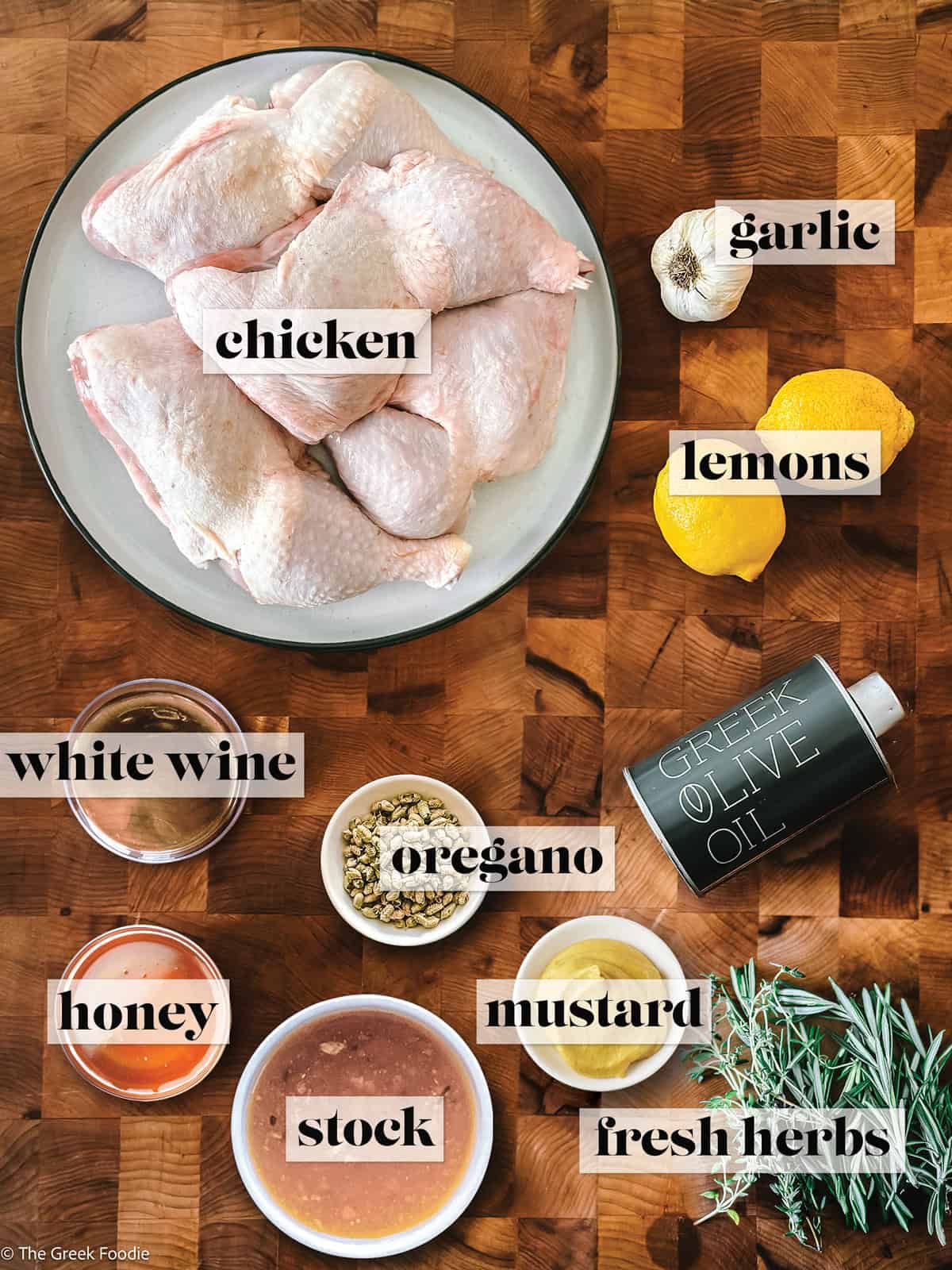 Ingredients for Greek chicken with lemon sauce, chicken lemonato