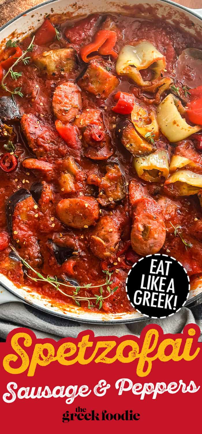 Spetzofai — Spicy Greek Sausage & Peppers Stew