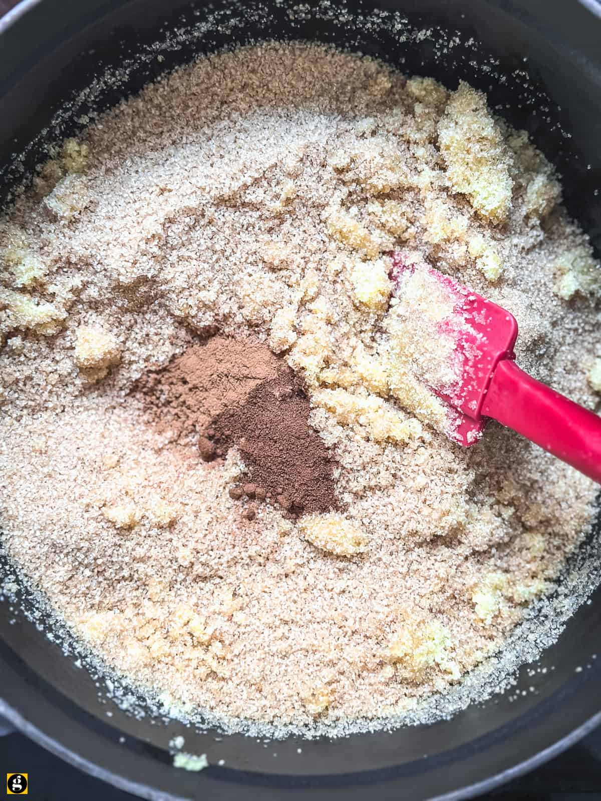 Brown sugar, cinnamon, and cloves added to toasted semolina
