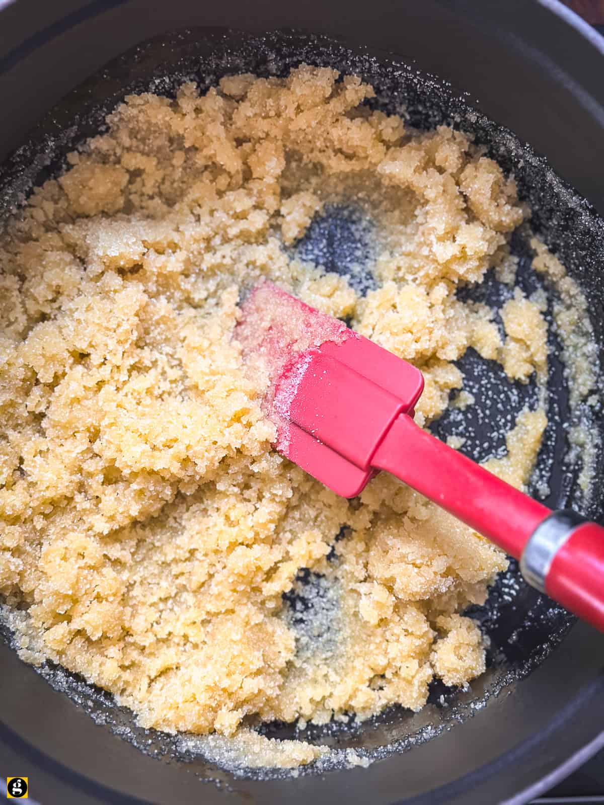 Coarse semolina toasting in olive oil until golden